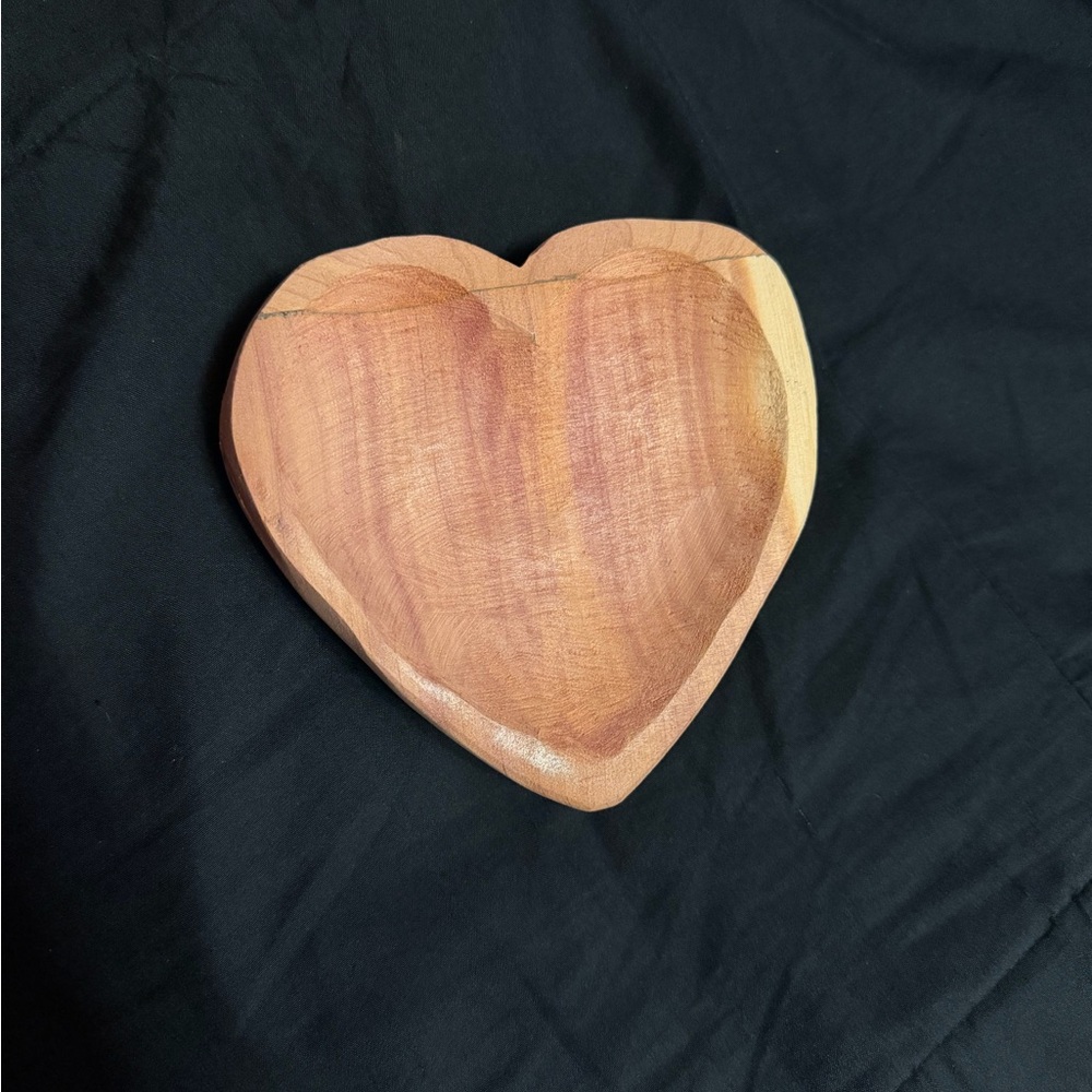 Wooden cedar heart trinket bowl